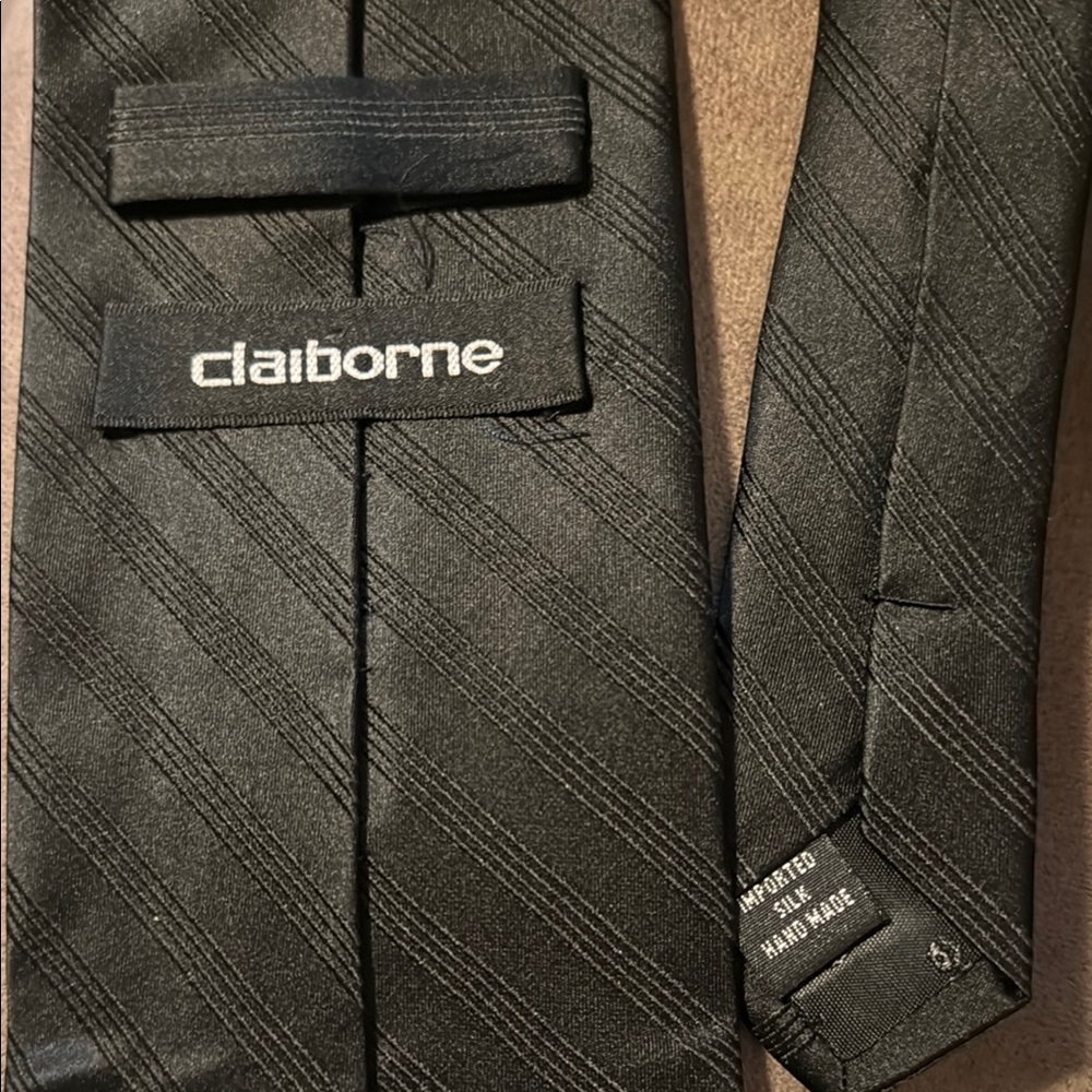 Claiborne Black Striped Tie - Picture 4 of 6